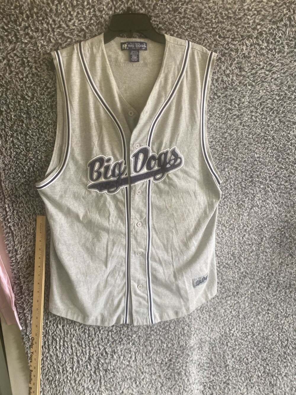 Big Dogs Embroidered vtg Baseball Jersey Gray Men's XLarge